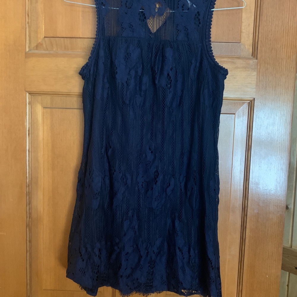 Blue high neck dress
